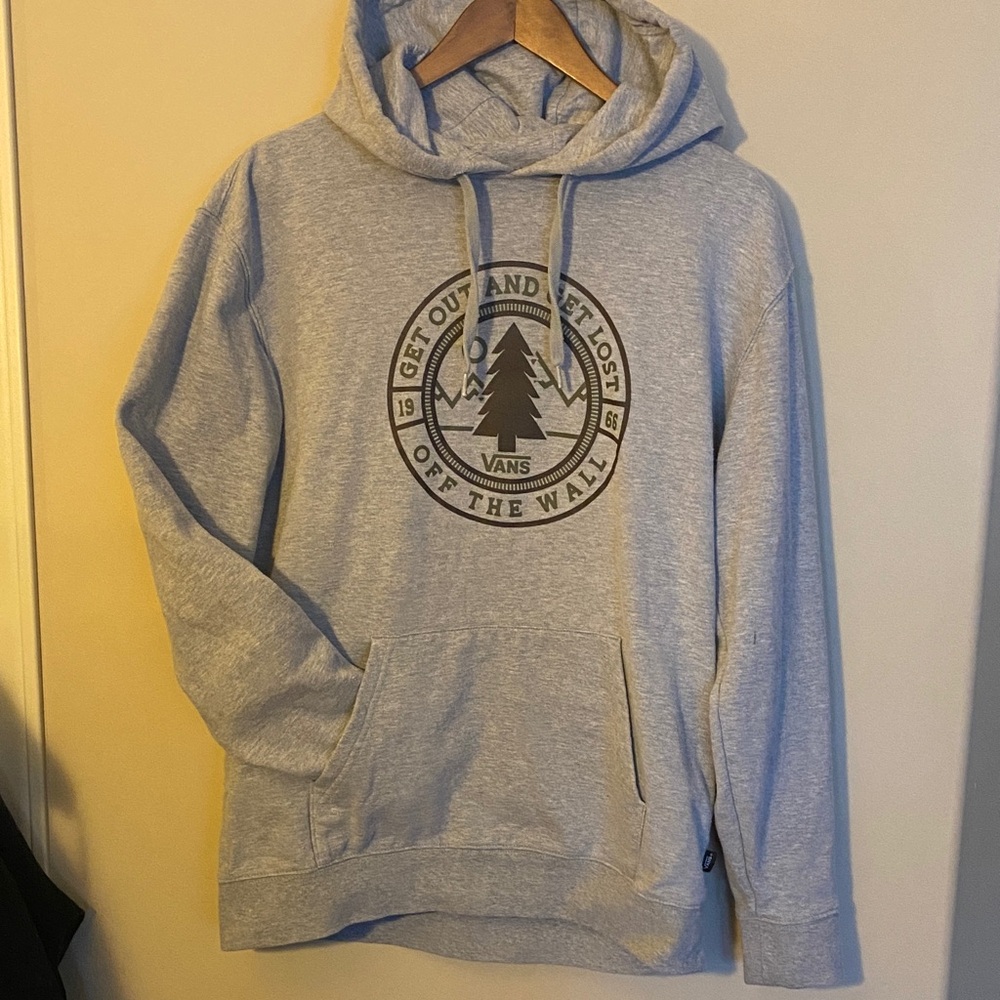 Vans Light Gray Hoodie with Logo. Medium